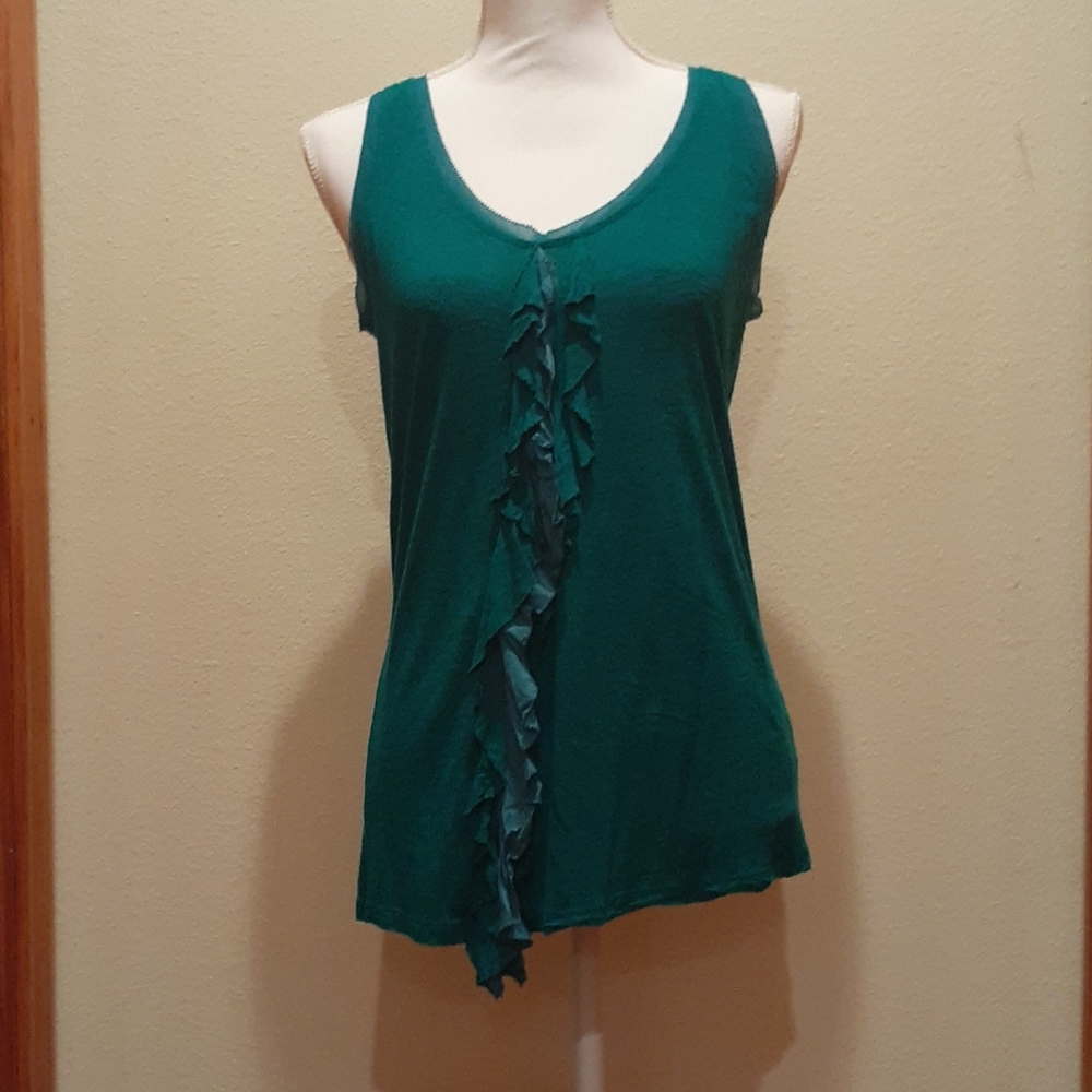 Green ruffle blouse
